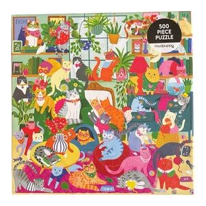 Mudpuppy 500 Piece Puzzle, "Caturday Afternoon", 20" x 20", Fashionable Cats.